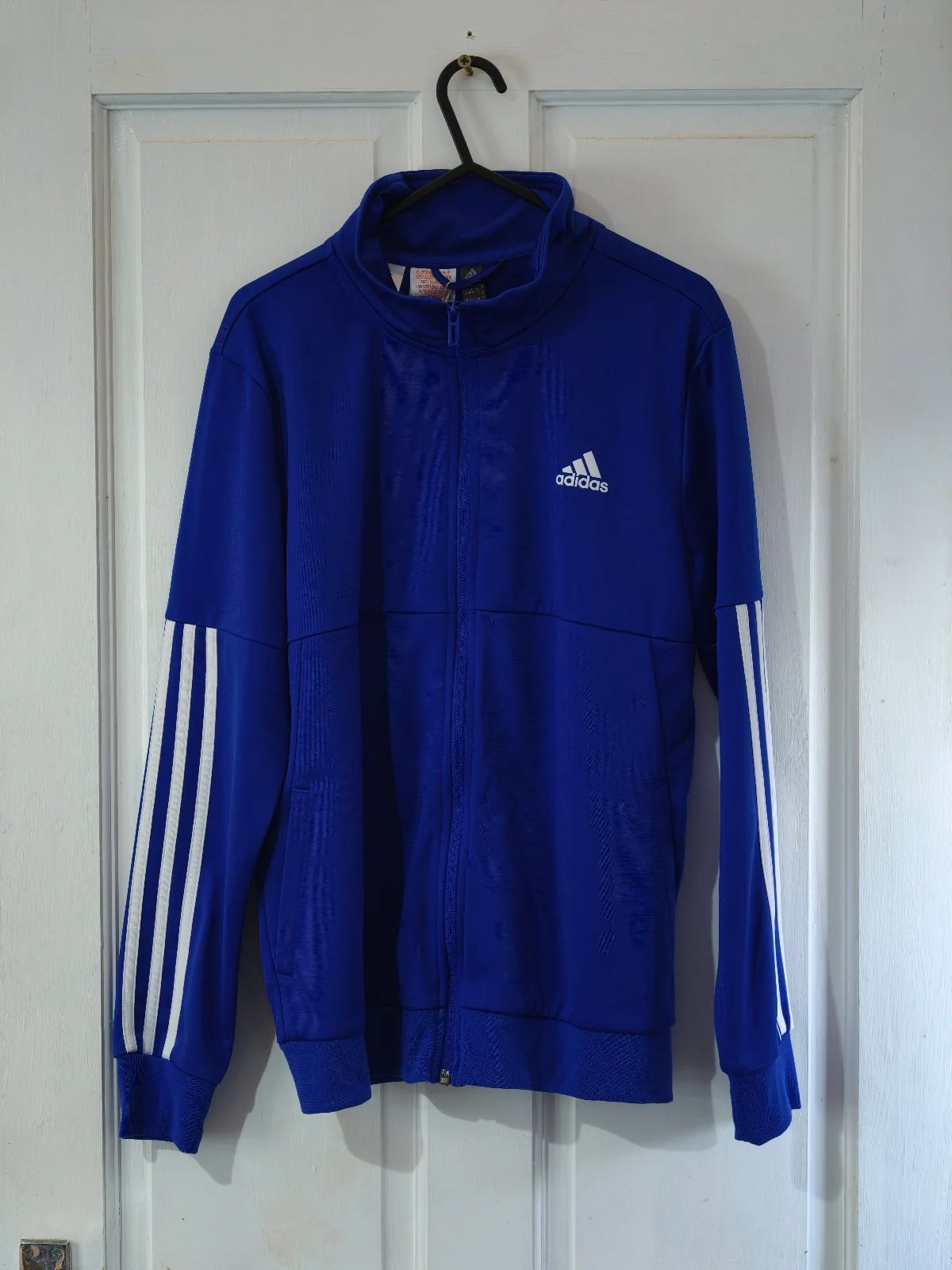 Adidas Blue Tracksuit Top Jacket 13-14 Years 164cm Youth Zip Up Trackie Gym Sporty Sweatshirt