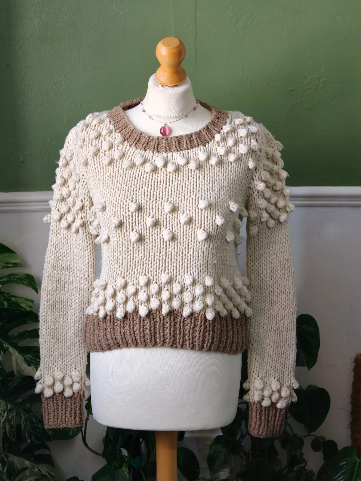 SoulCal & Co Chunky knit Jumper Cream Brown Popcorn Sweater Size 6