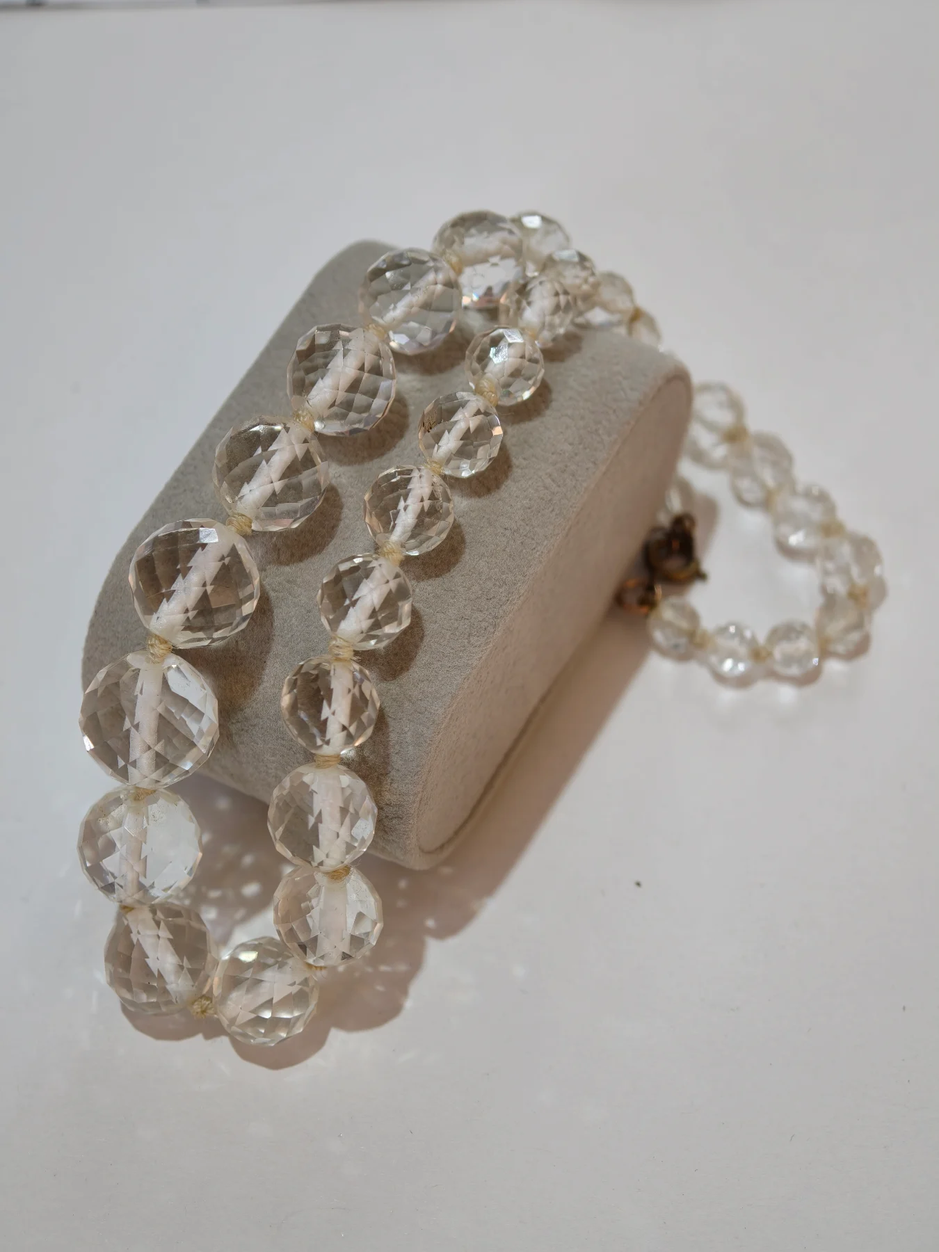True Vintage Faceted Clear Glass Crystal Bead Necklace Graduated