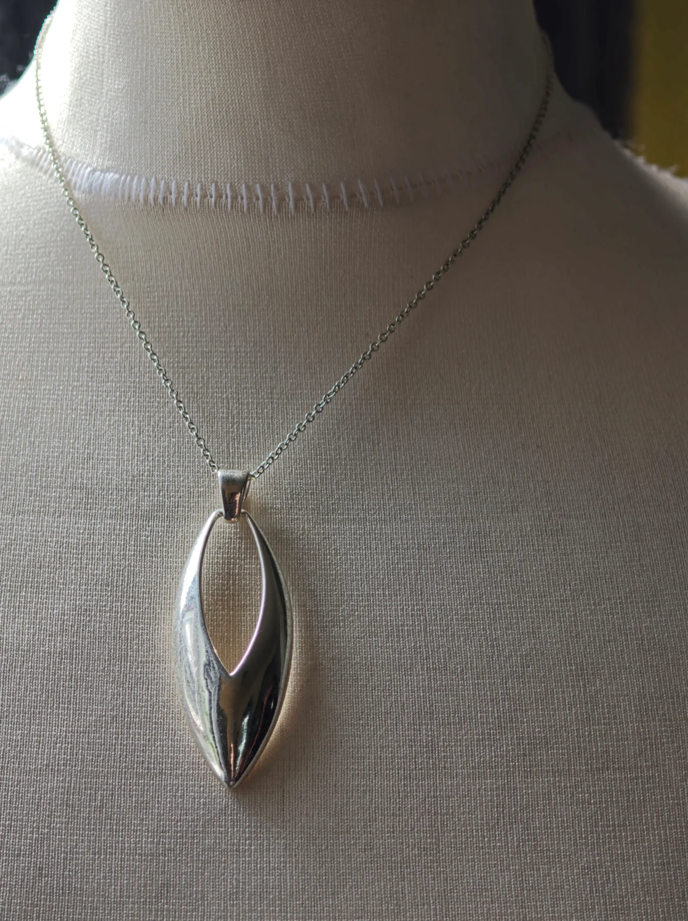 M&S Modernist Silver tone Marquise Pendant Necklace