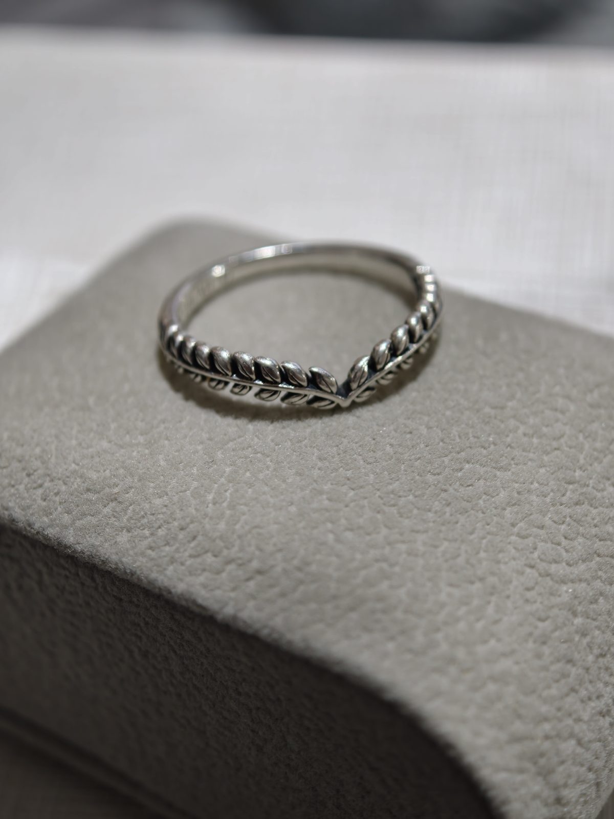 Authentic Pandora Wheat Grains Leaf Wishbone Ring S925 ALE Size 62 UK U