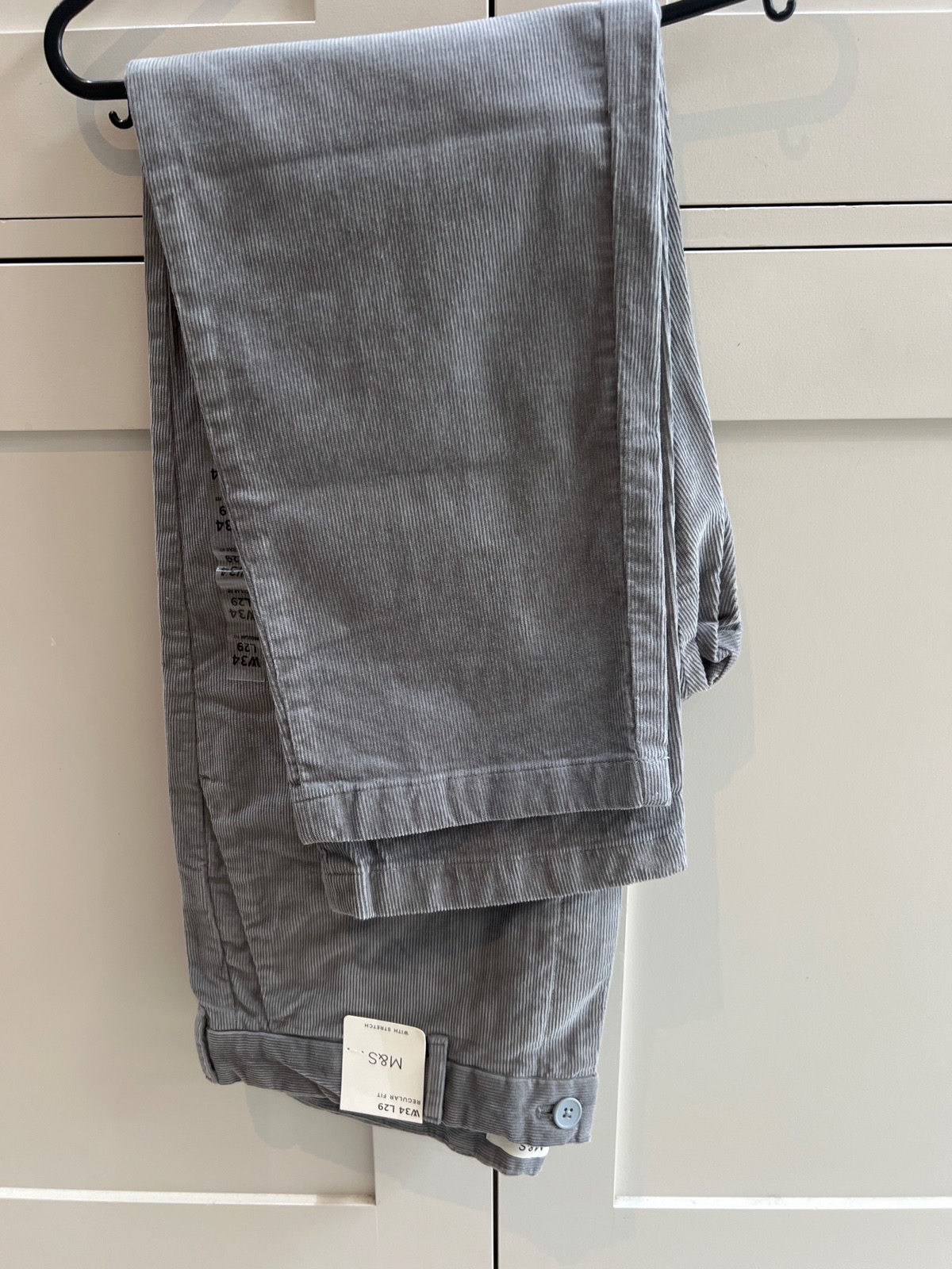 M&S grey corduroy trousers w34
