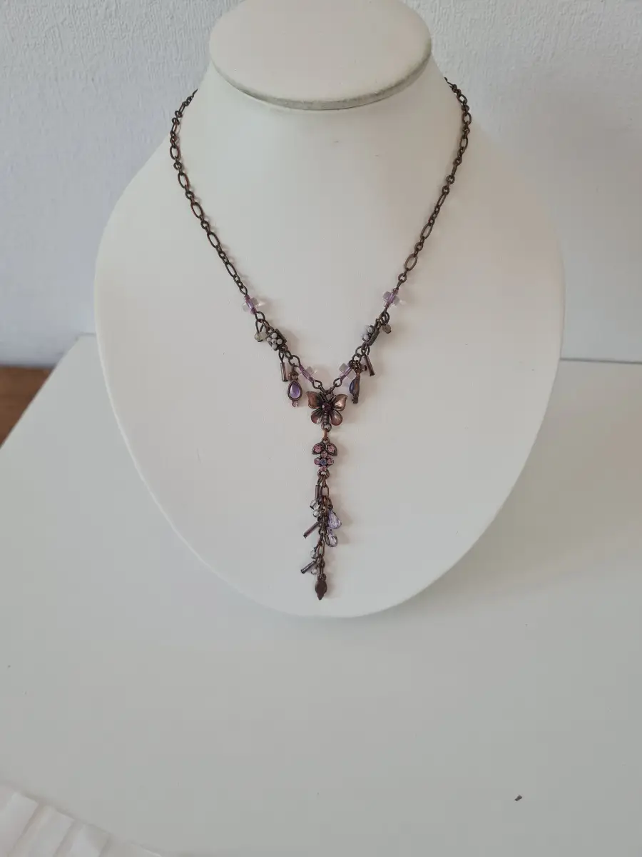 Copper tones Beaded lariat necklace
