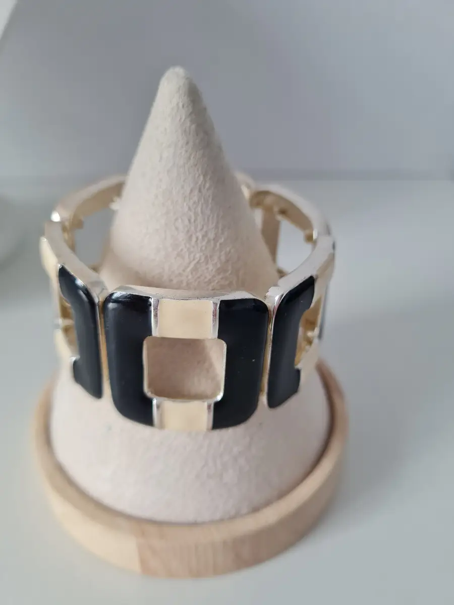 Black cream enamel bracelet