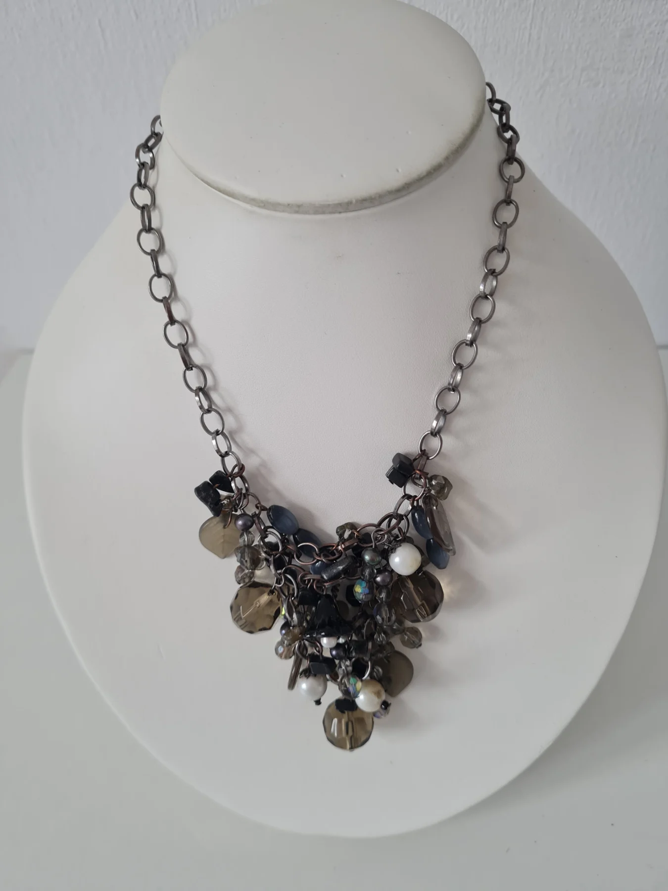 Beaded cluster bib layered necklace