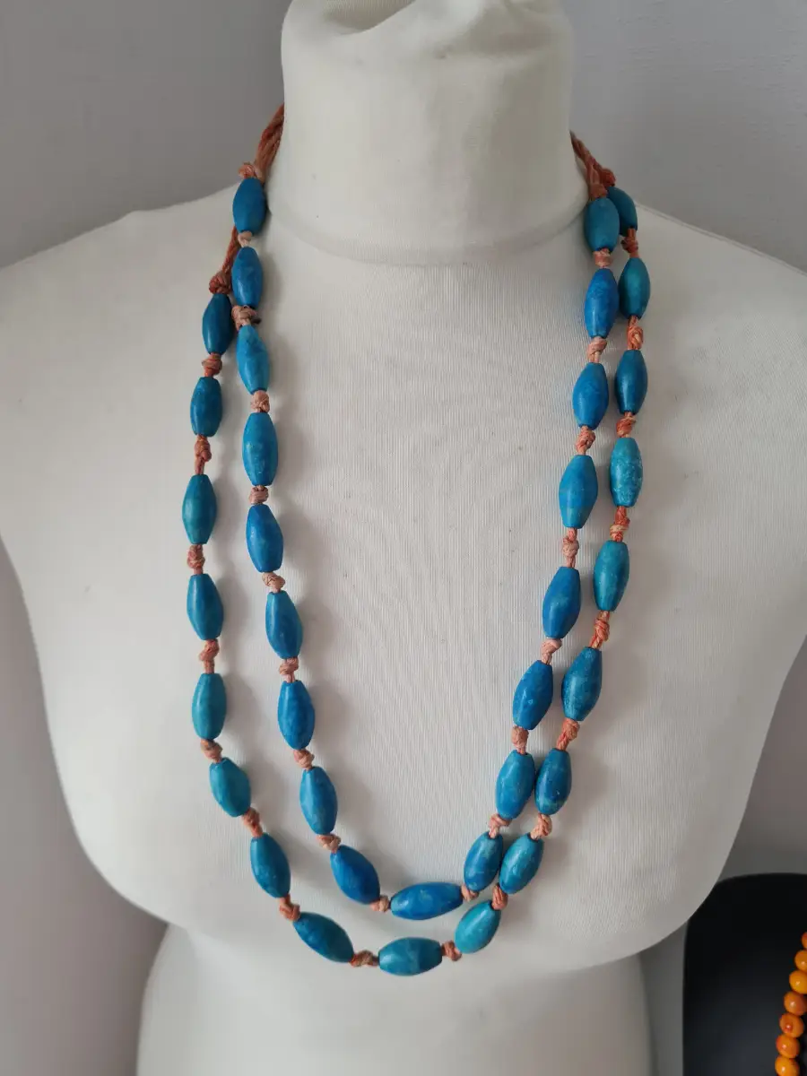 Turquoise Beaded corded necklace