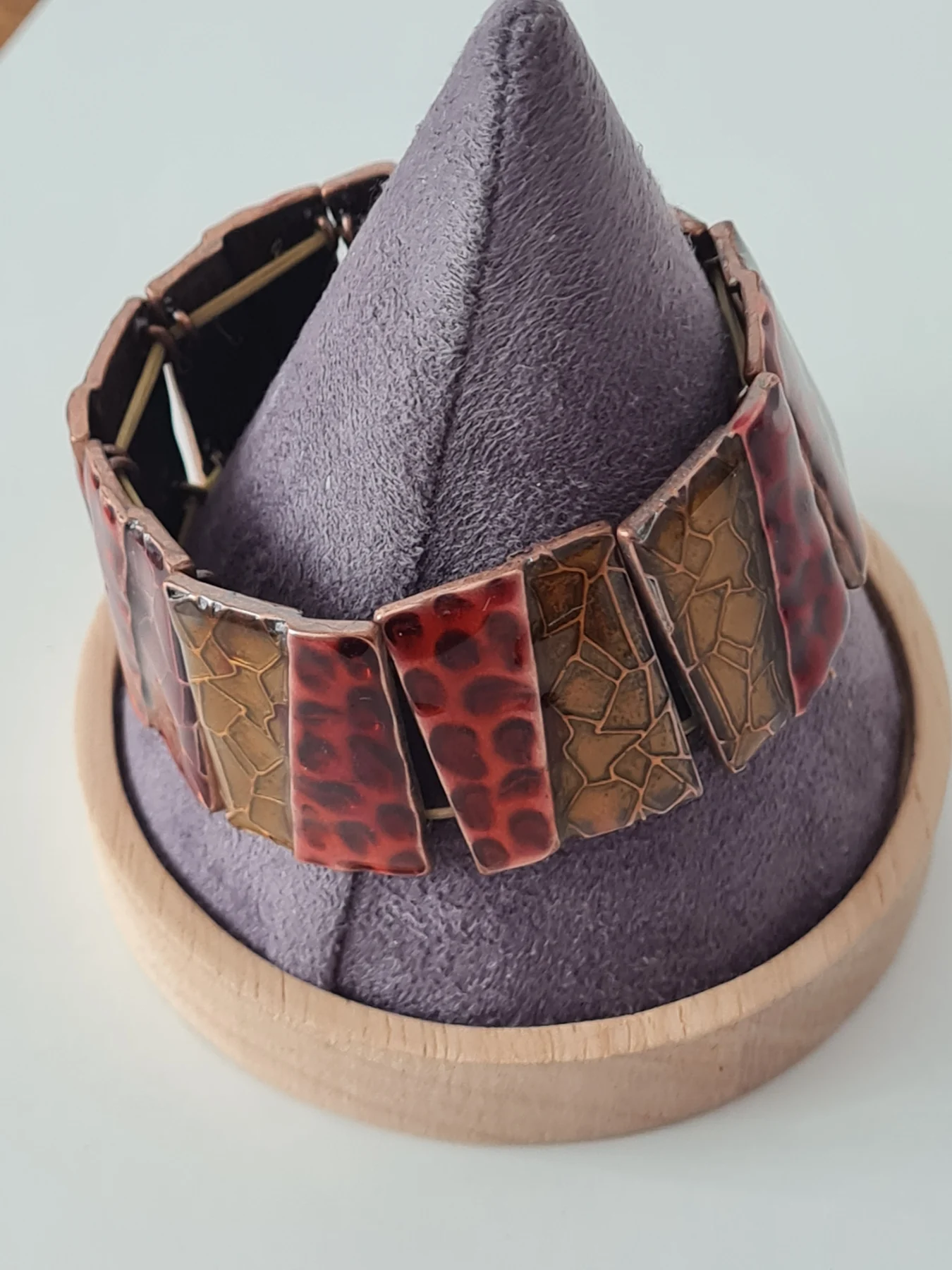 Copper tone resin coated panel bracelet