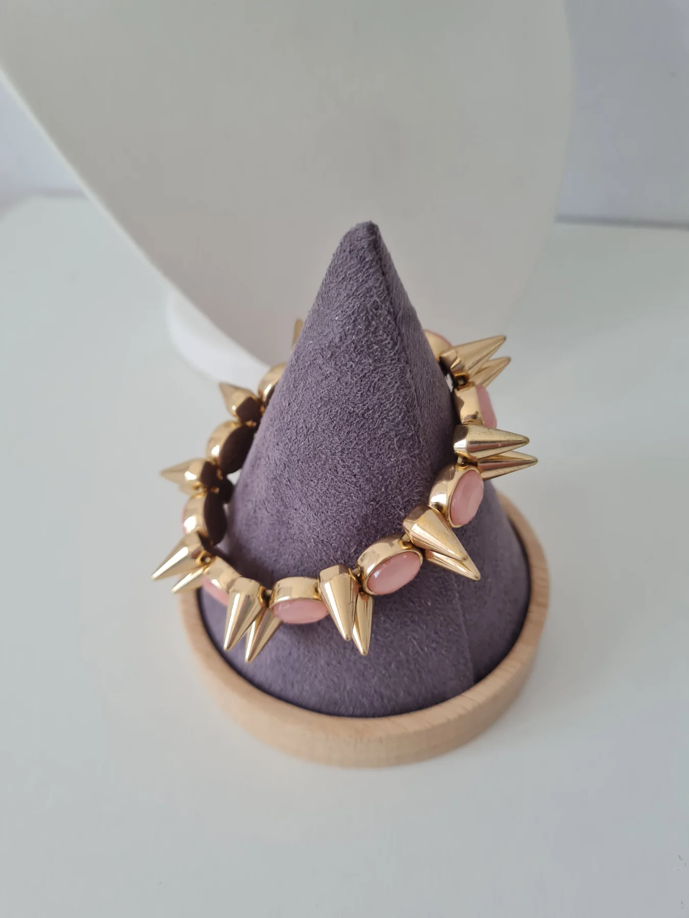 Gold tone Pink Beaded spikey bracelet