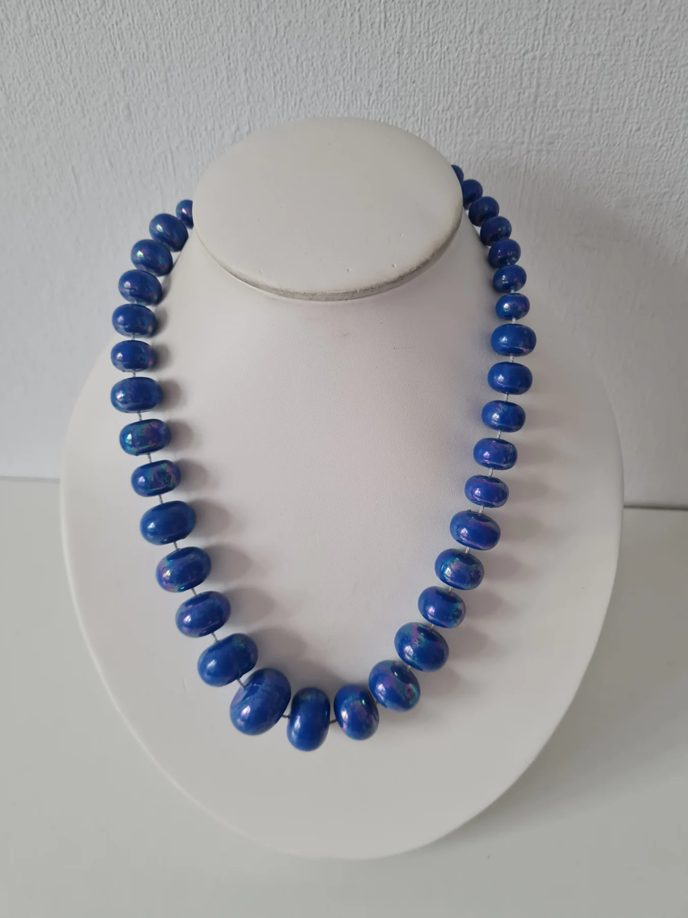 Blue Iridescent beaded necklace