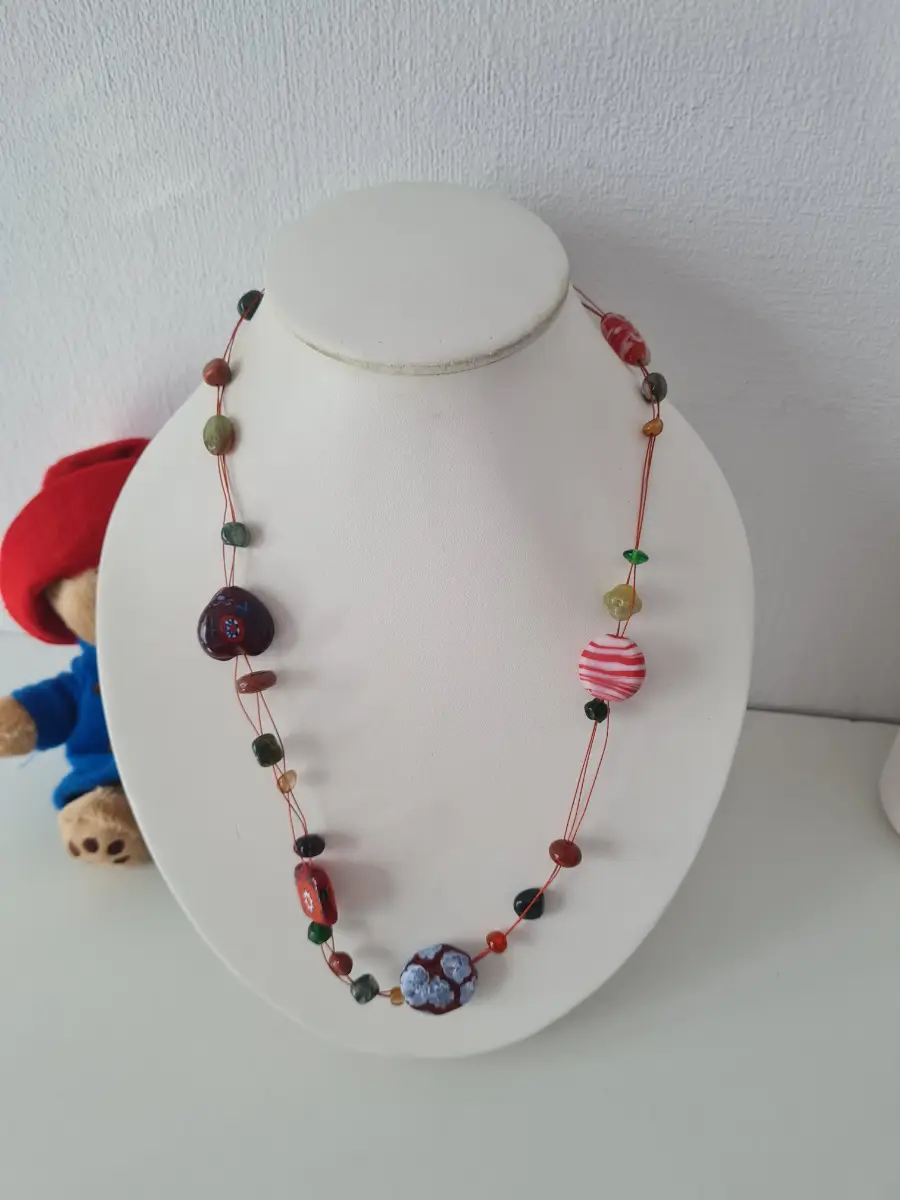 Multicolour Lampwork Glass beaded necklace