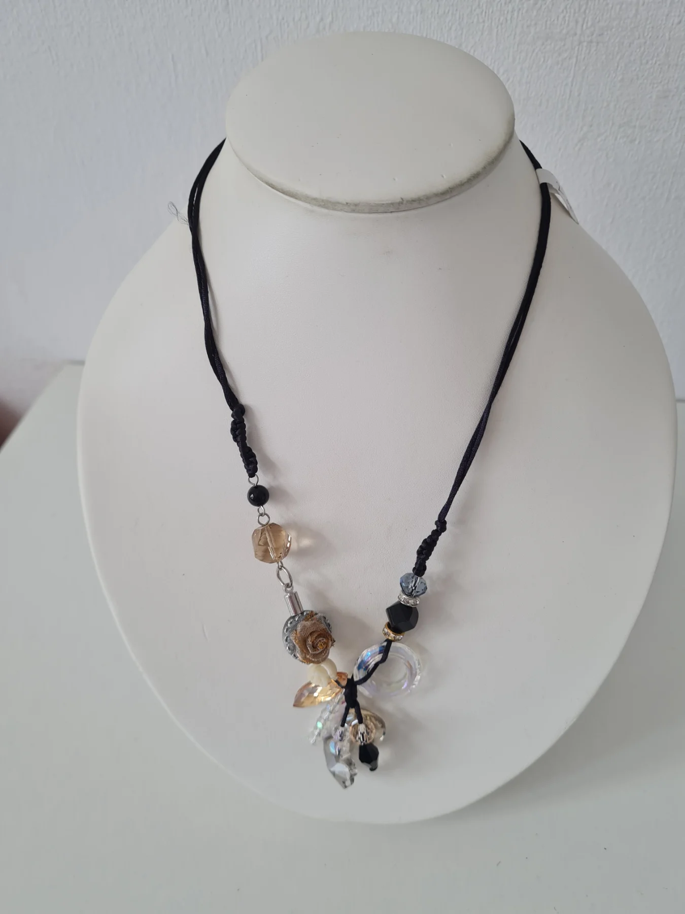 Multicolour beaded corded necklace