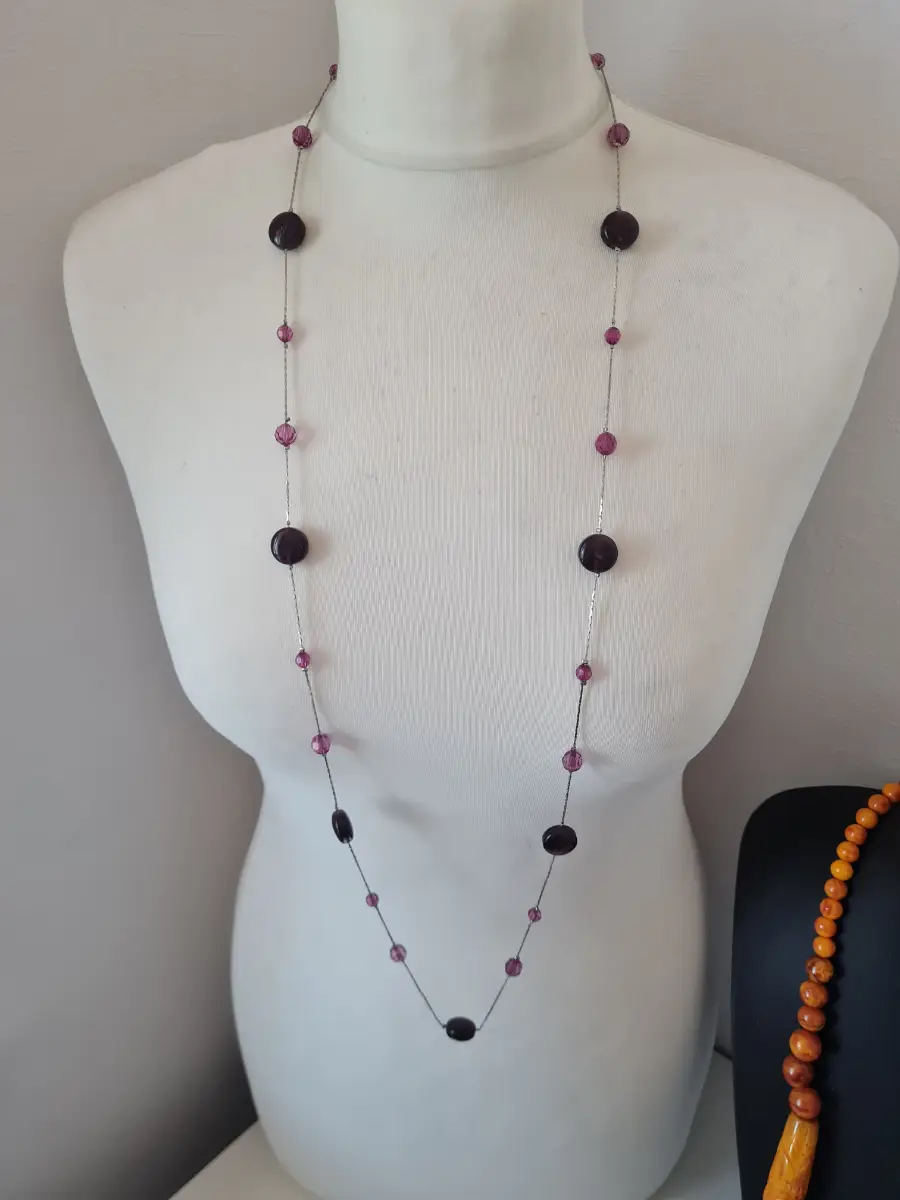 Silver tone Purple beaded necklace