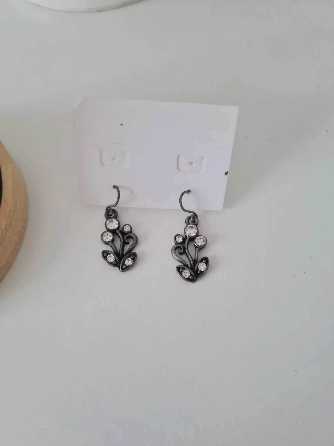 Grey Rhinestone drop dangle earrings