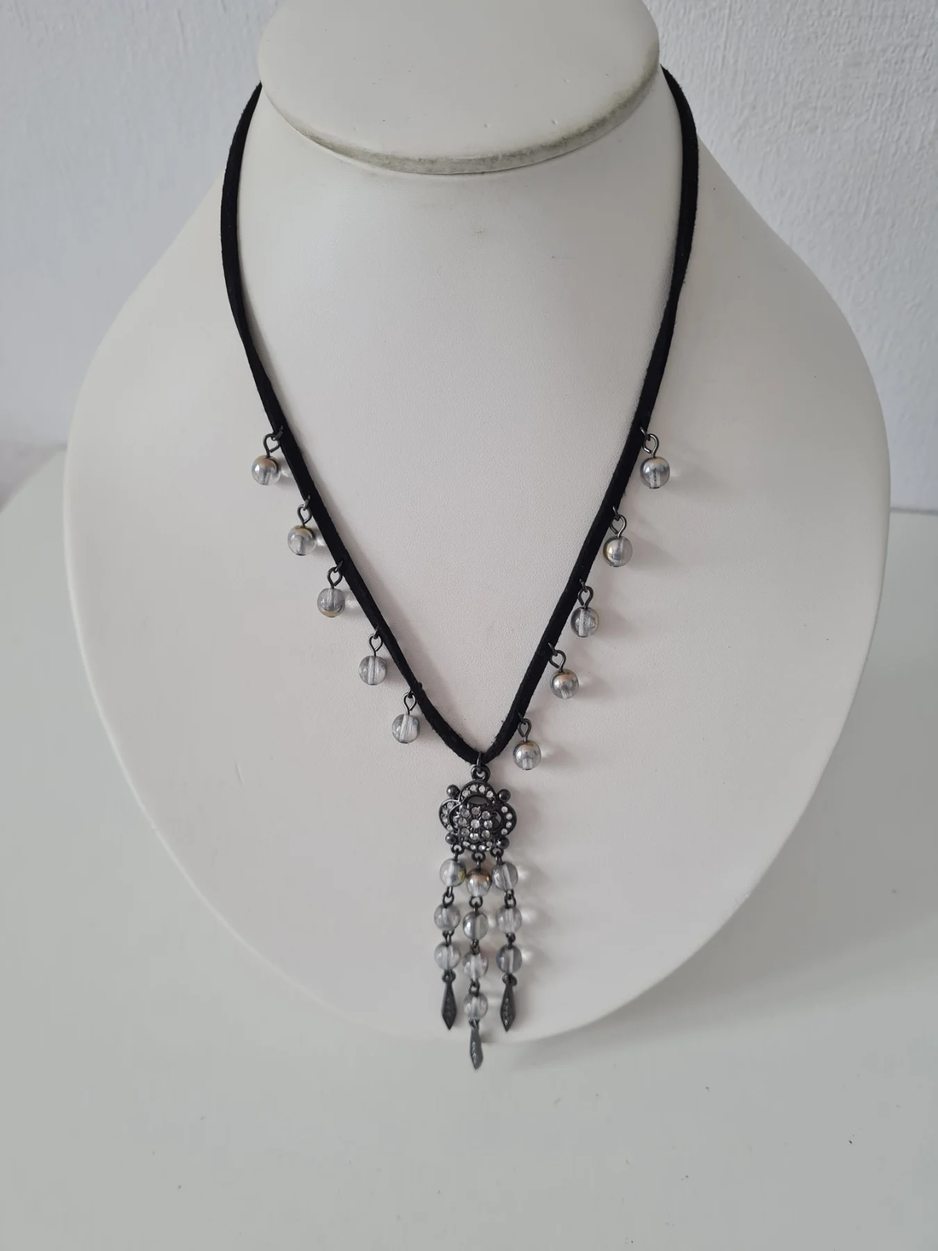 Grey Rhinestone pendant necklace