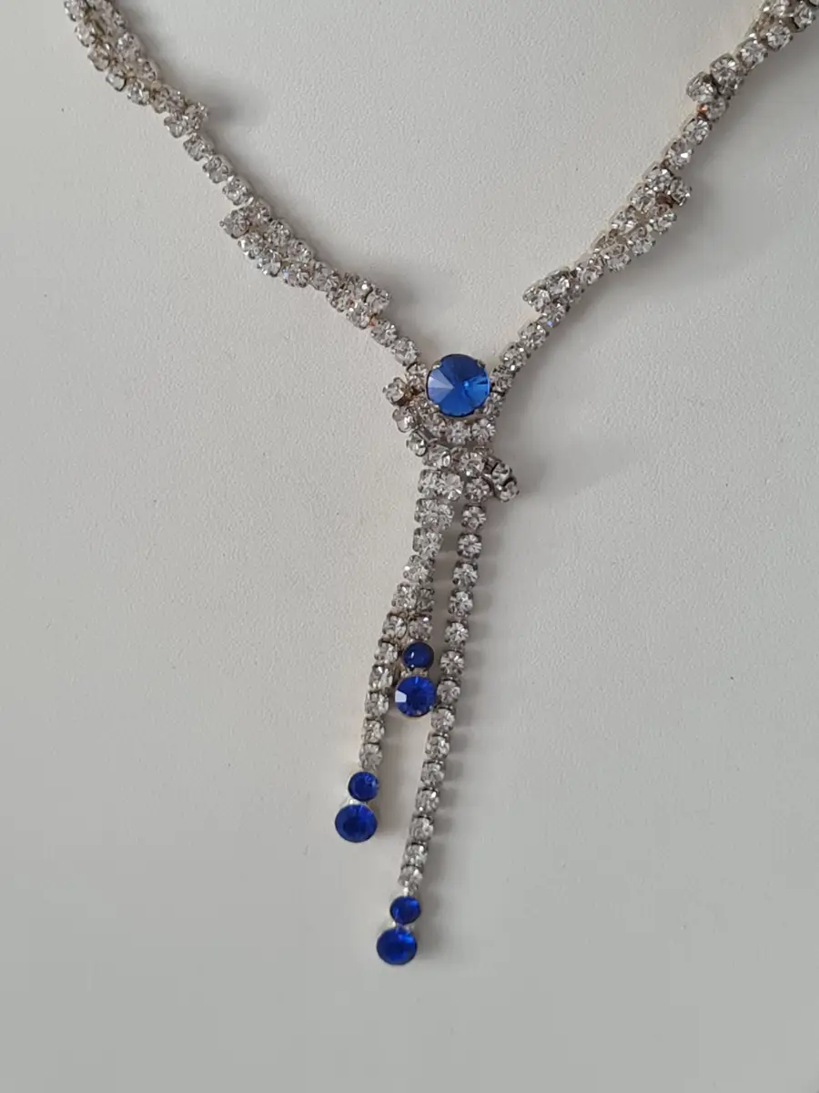 Rhinestone Blue Clear Necklace