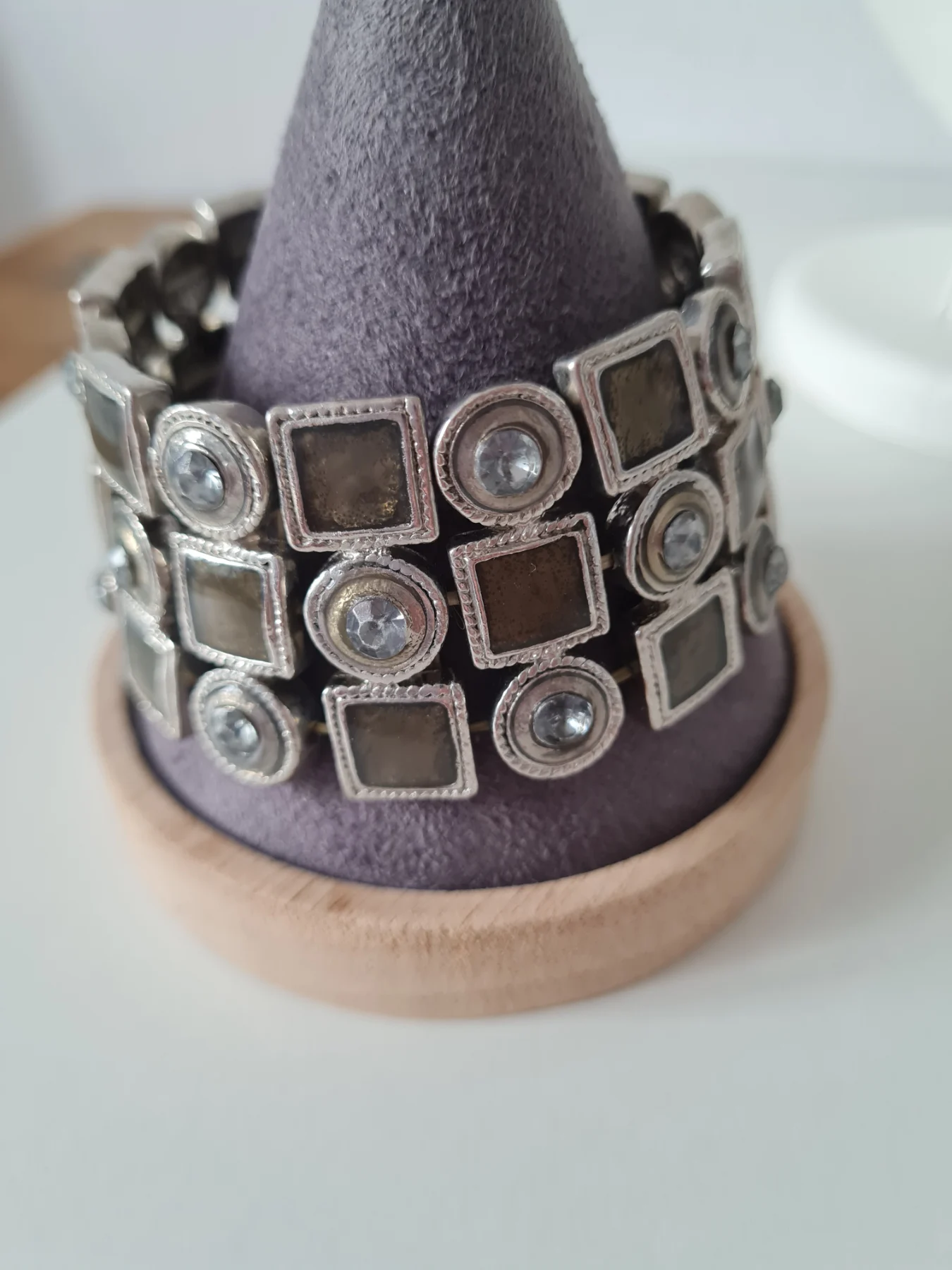 Silver tone Beaded enamel bracelet