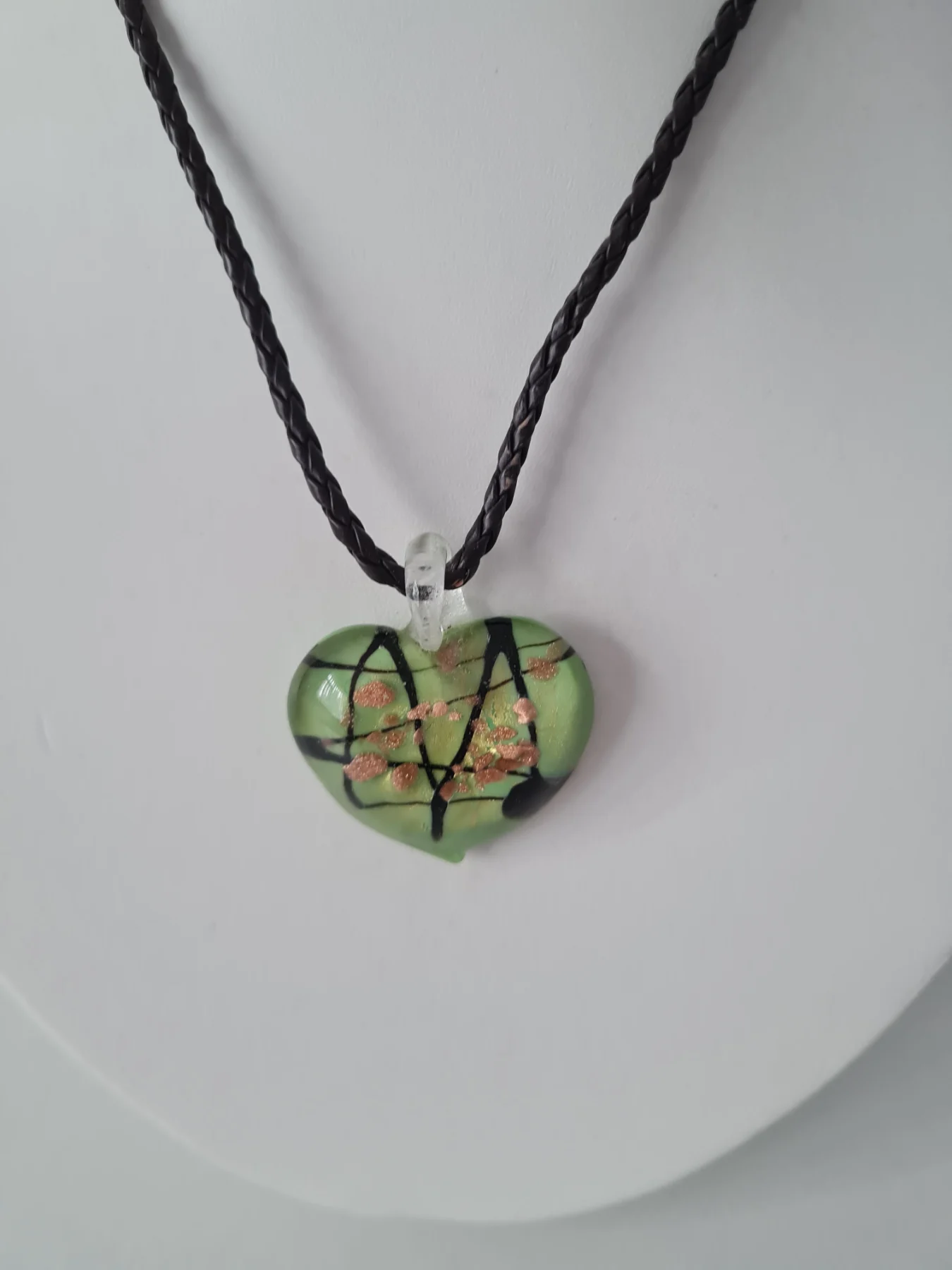 Green Heart Glass pendant necklace