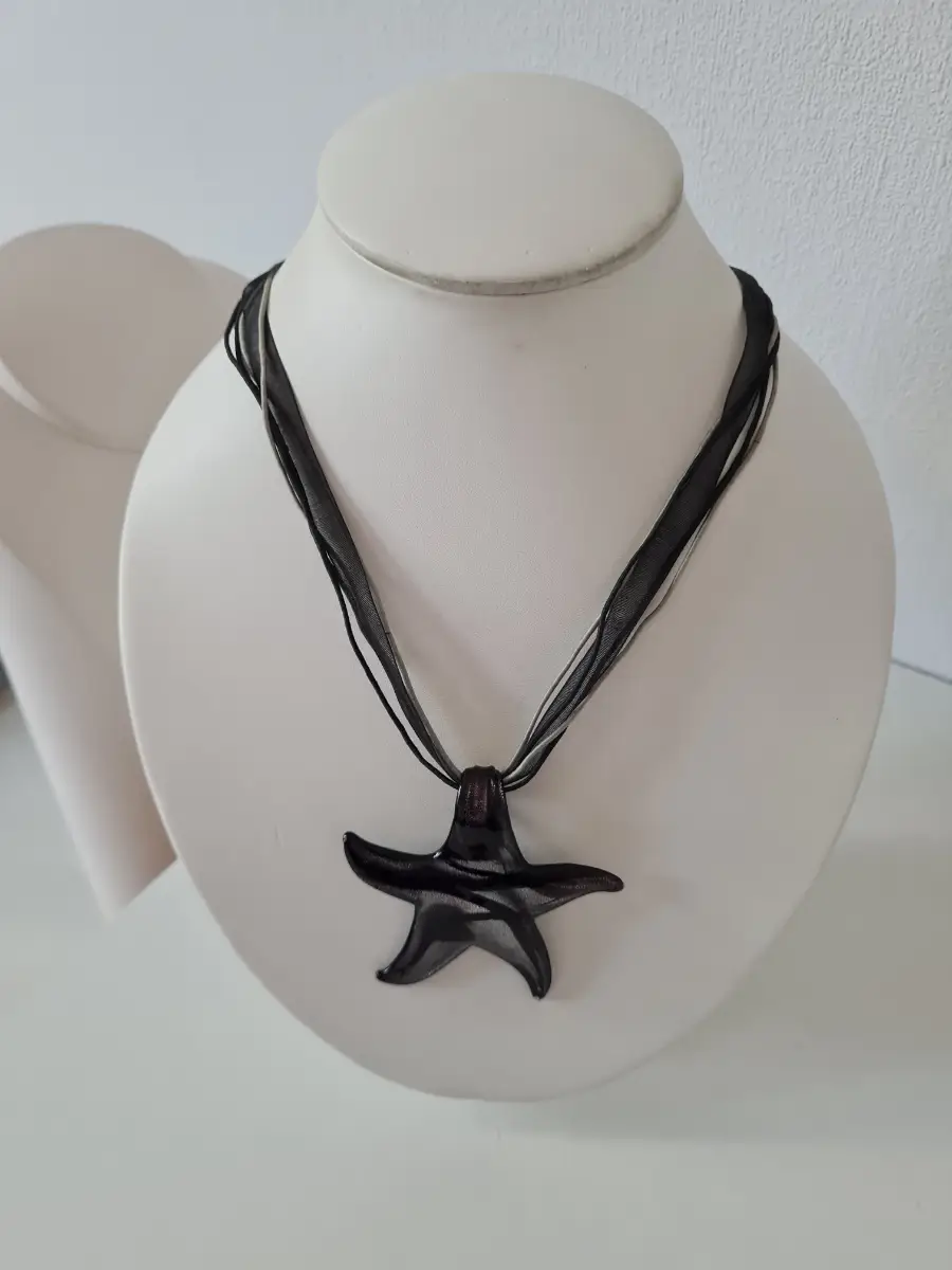 Glass Starfish pendant corded necklace