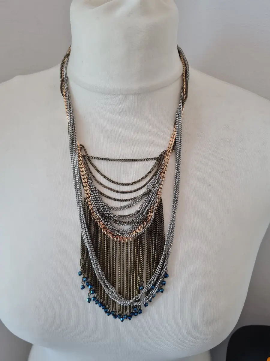 Marks & Spencer multi chain tricolour beaded necklace