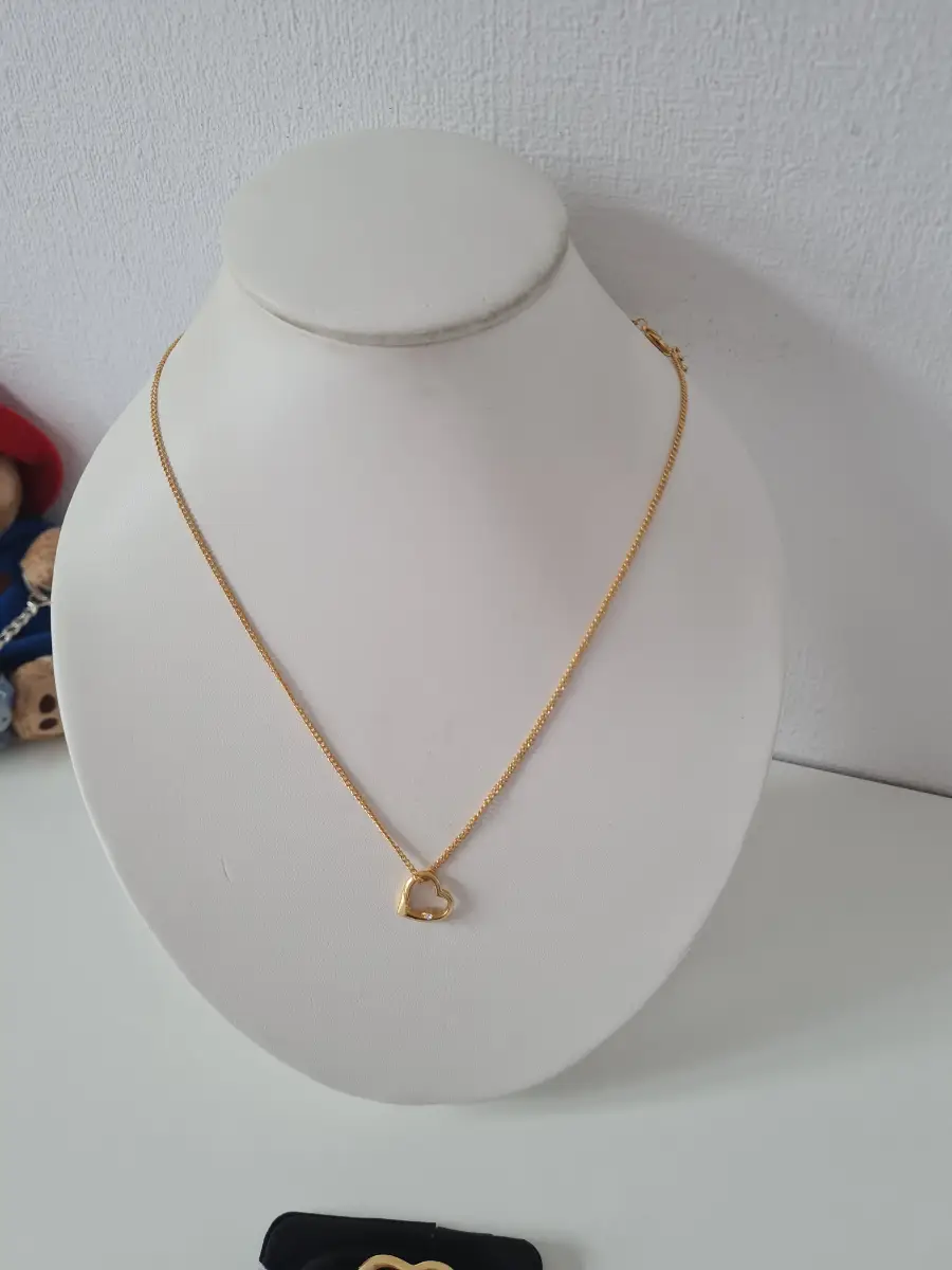 Gold tone Heart pendant necklace brooch earrings set