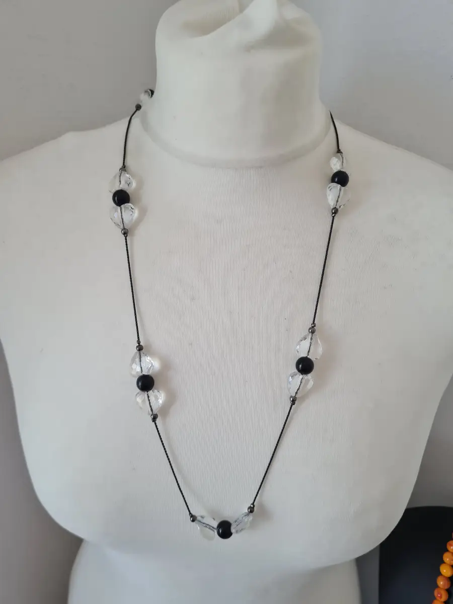 Black Clear Heart Beaded necklace