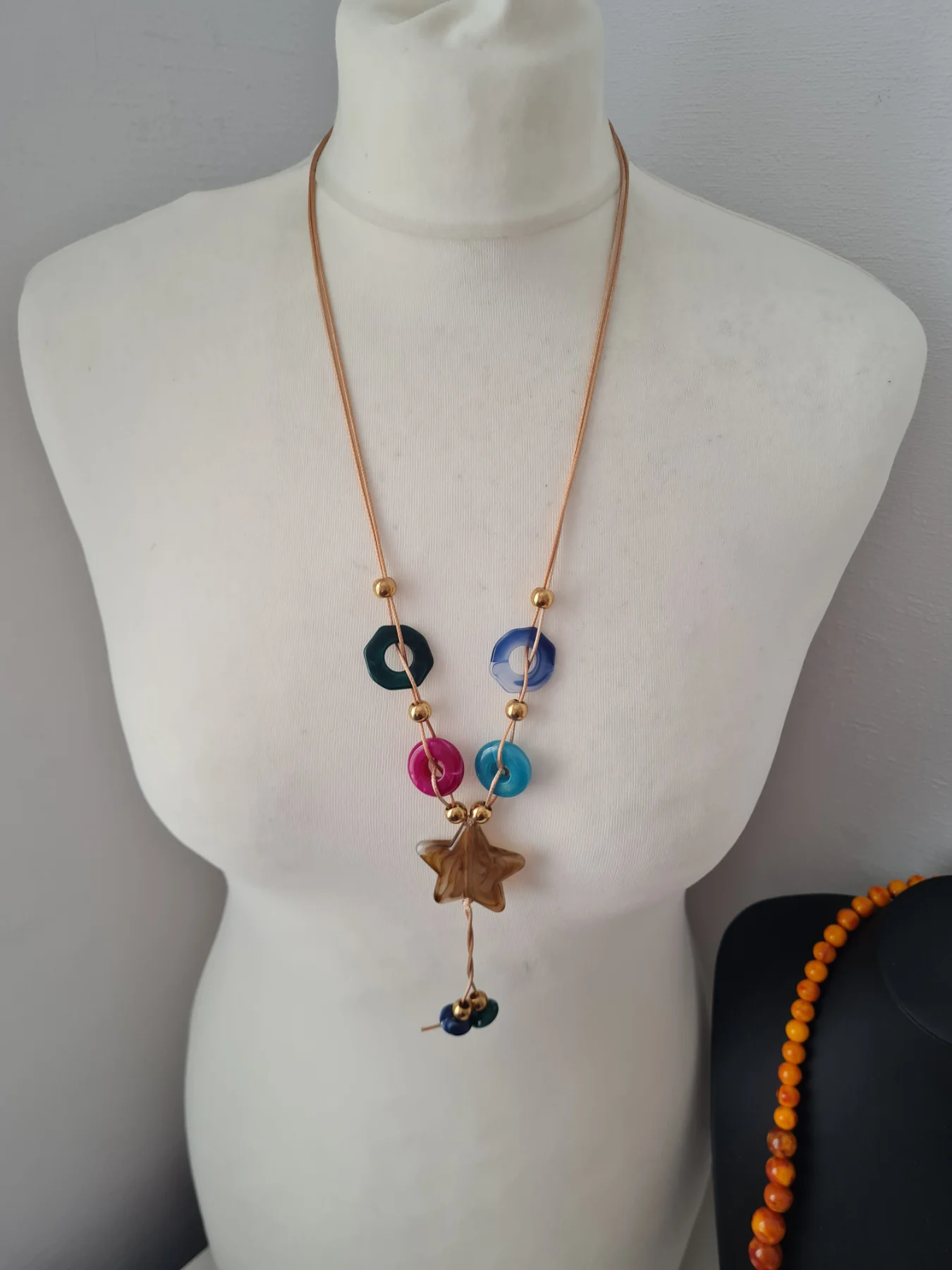 Beaded corded summer necklace