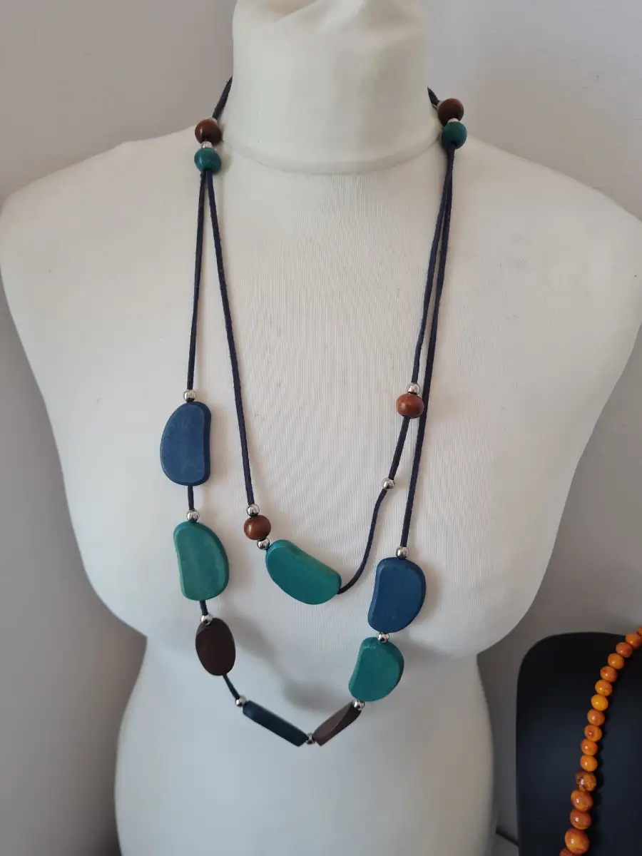 Multicolour Wooden beaded layered necklace