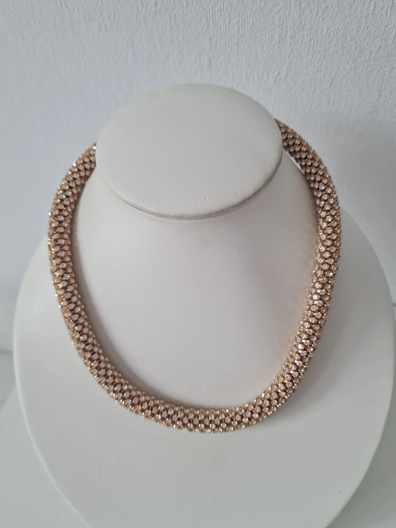 Gold tone Rhinestone snake necklace