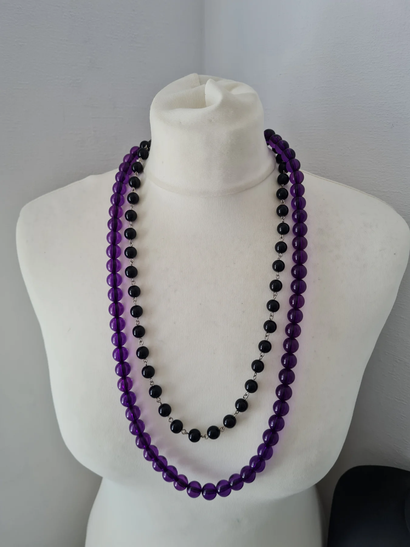 Purple Black Beaded Layered necklace