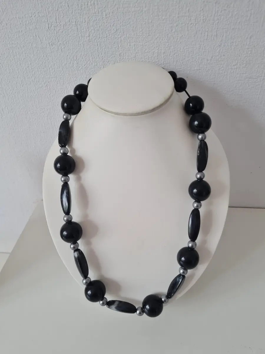 Black Grey Beaded necklace