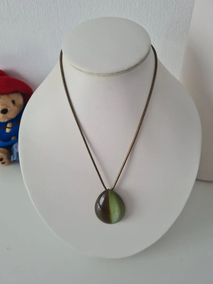 Green Brown Teardrop Pendant necklace