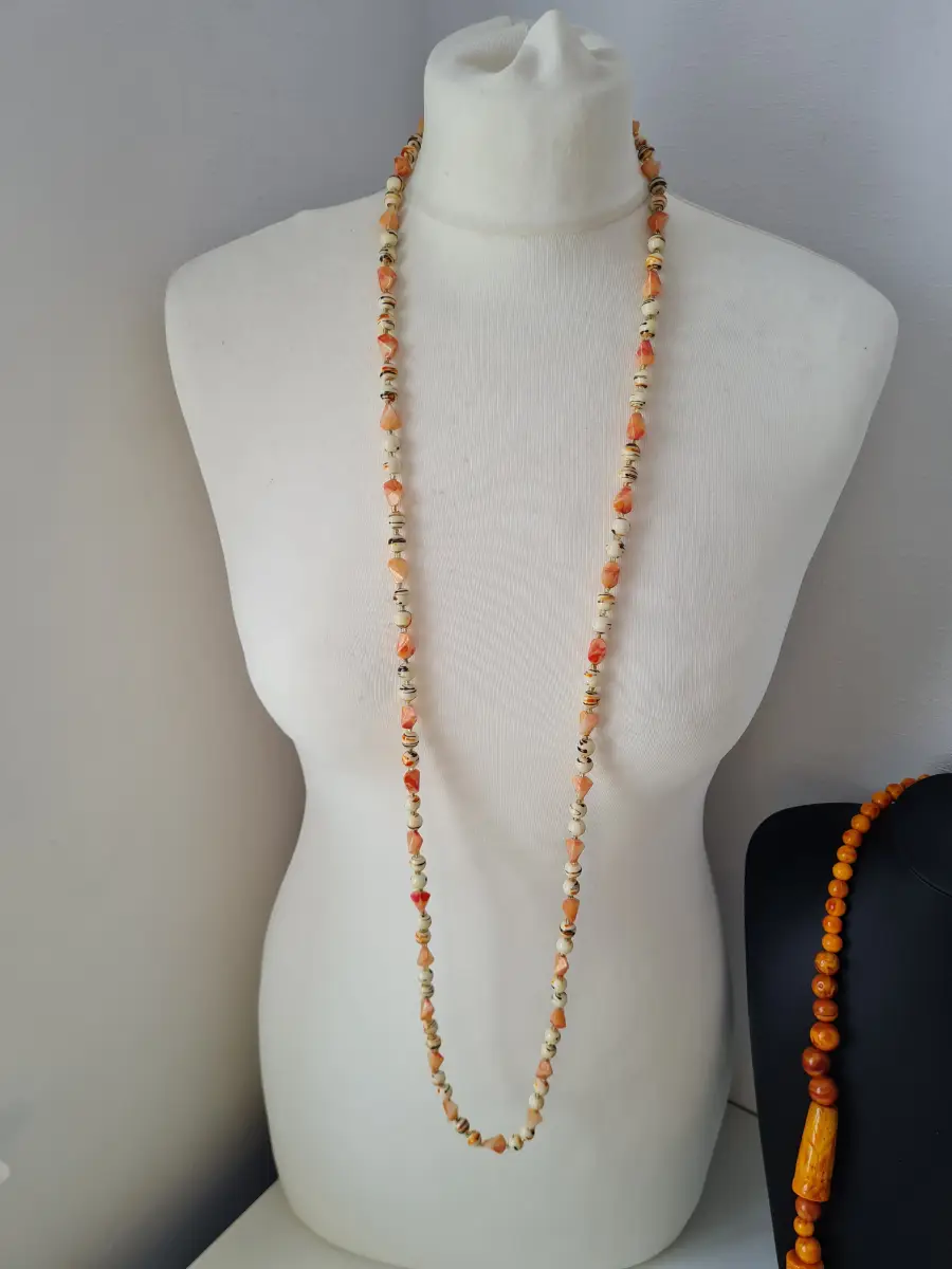 Multicoloured beaded long necklace