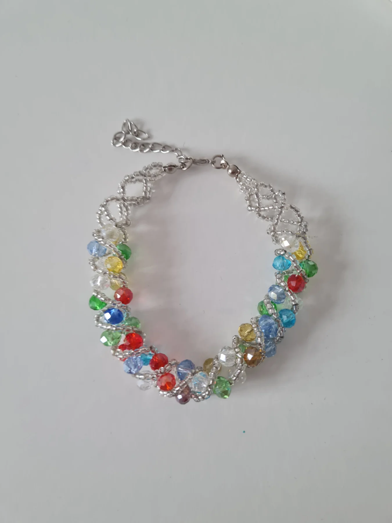 Multicolour crystal beaded bracelet
