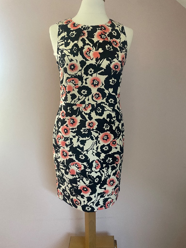 Apricot Floral Shift Pencil Dress UK 12 Black Cream Pink Sleeveless BNWT 🌸