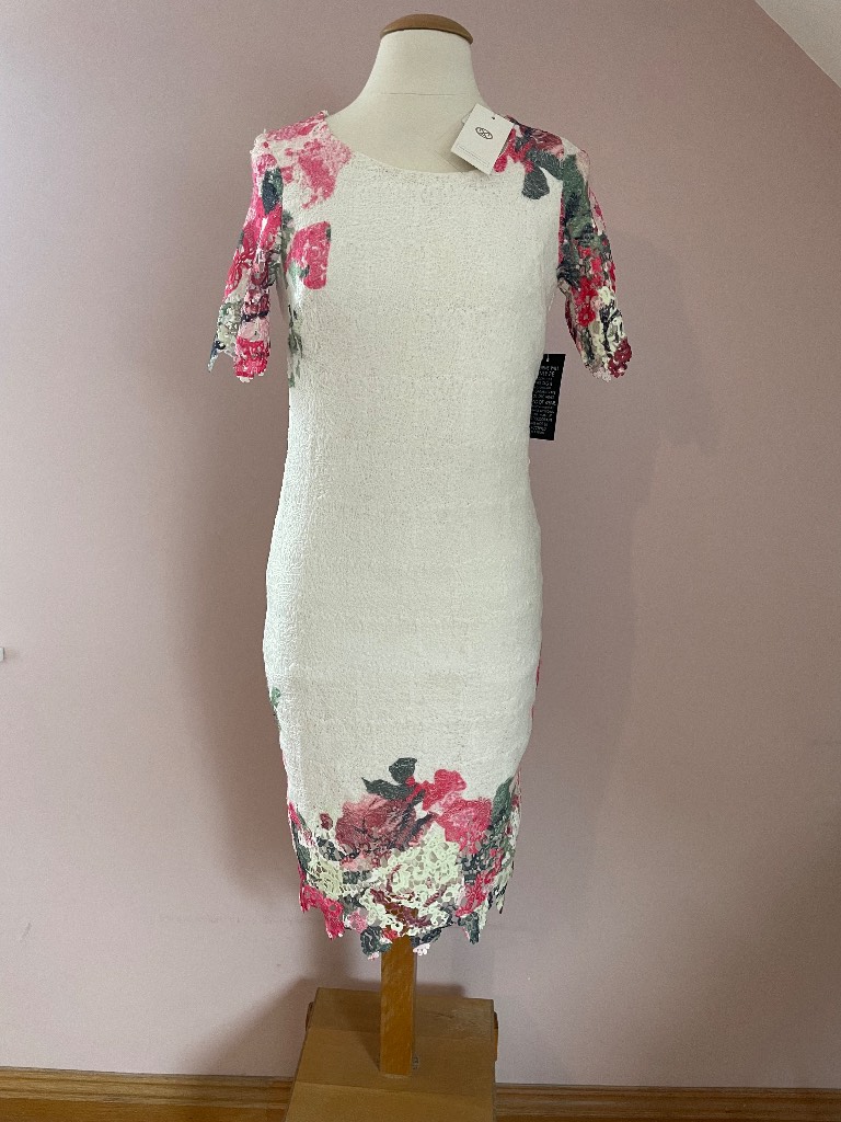 Beautiful Marc Angelo Floral Lace Bodycon Dress UK 10 EU 38 BNWT
