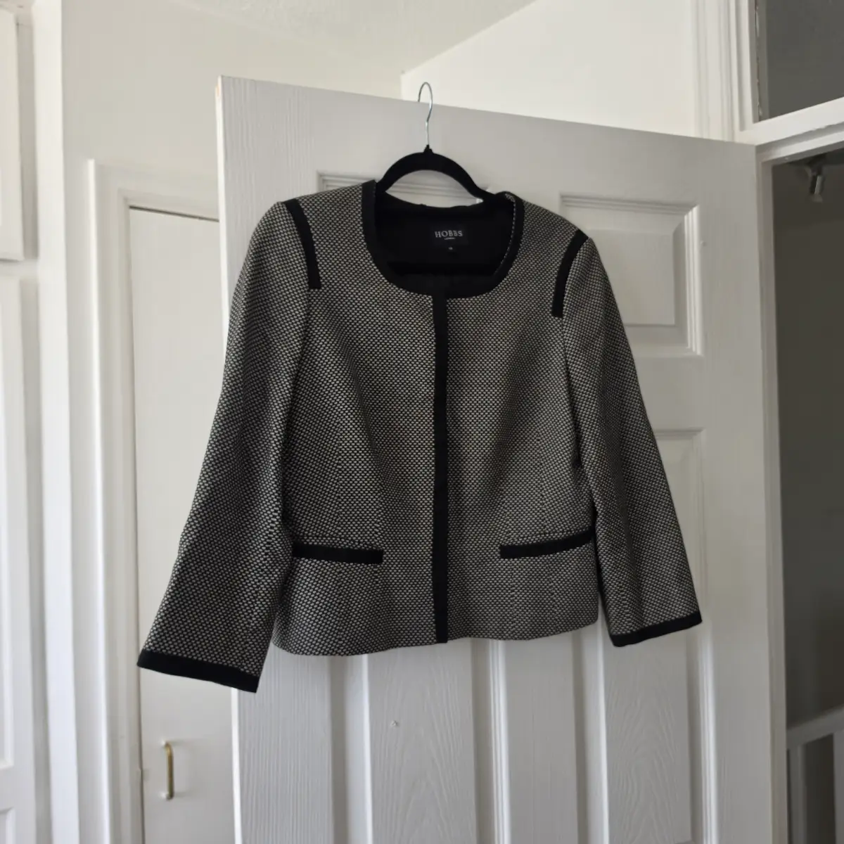 Hobbs London size 12 popper closure pockets smart casual blazer jacket
