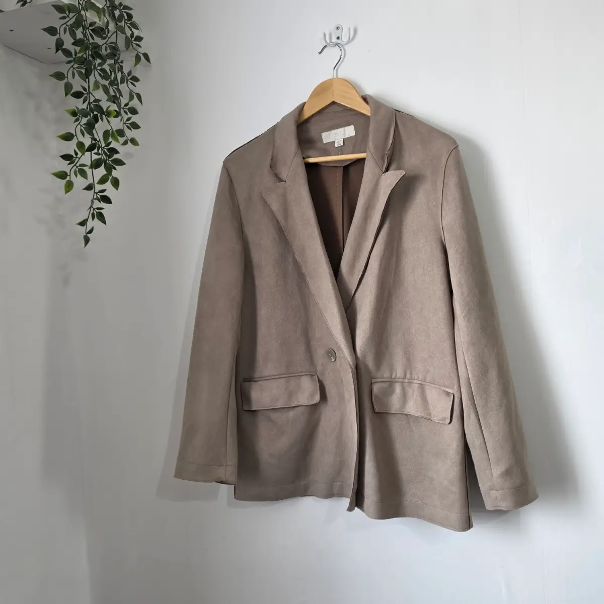Zara oversized XS pit 21" suede like blazer jacket button front and pockets