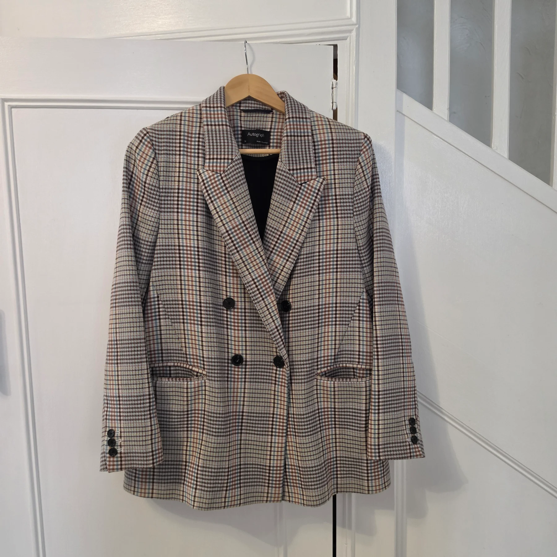Autograph size 14 checkered smart look button front blazer