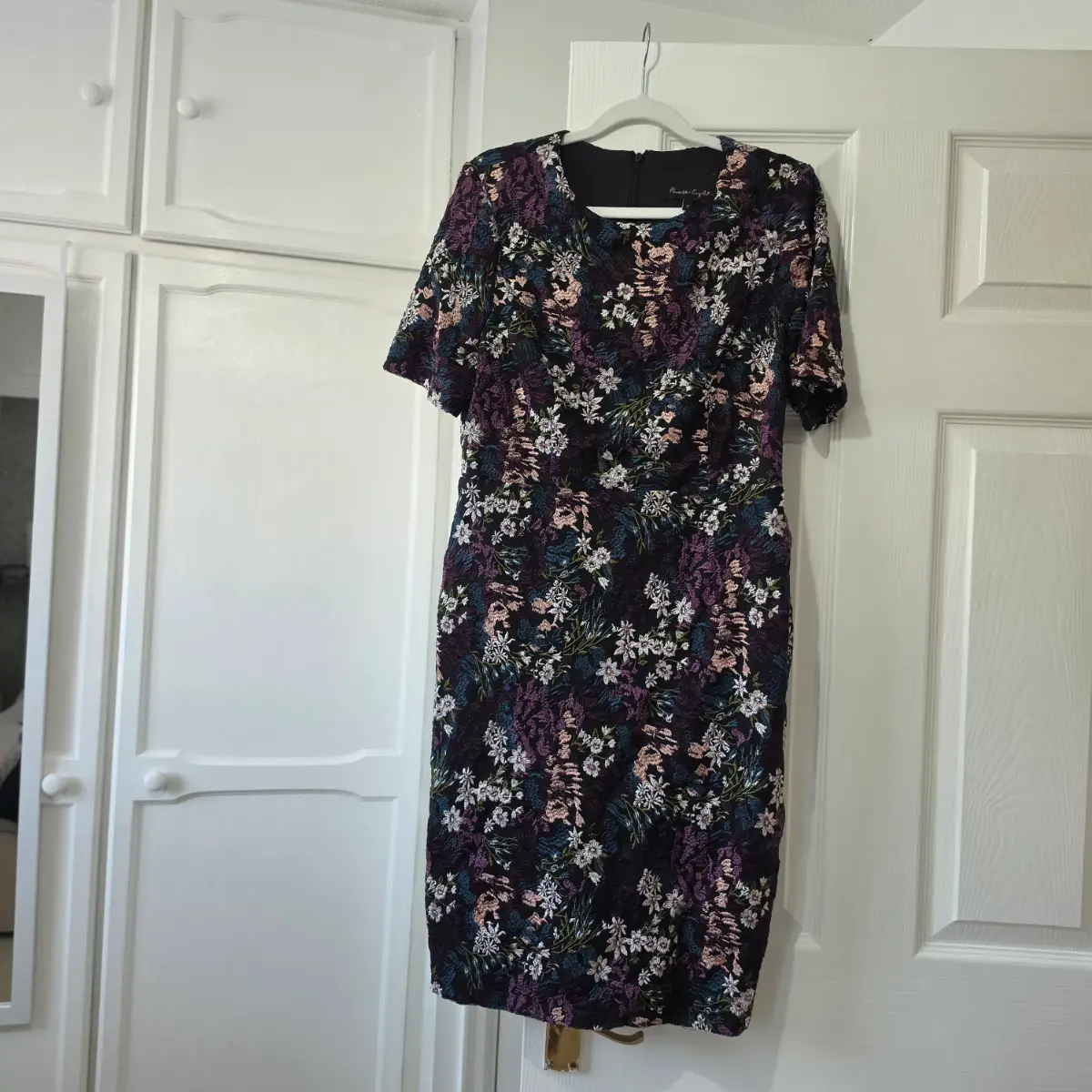 Phase Eight size 12 full multi coloured embroidered short sleeved dress