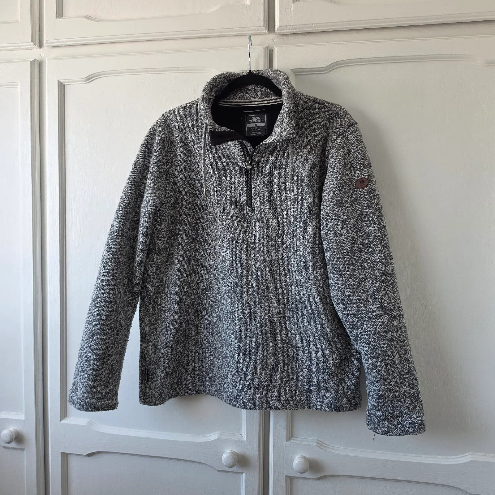 Trespass men's grey quarter zip sleeved jumper size M