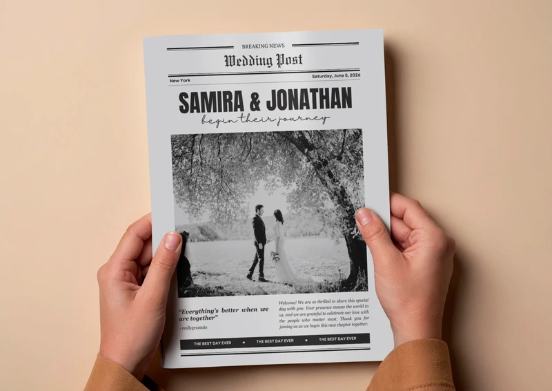 X50 Newspapers - “Wedding Post” Custom Newspaper – Share Your Love Story in Print