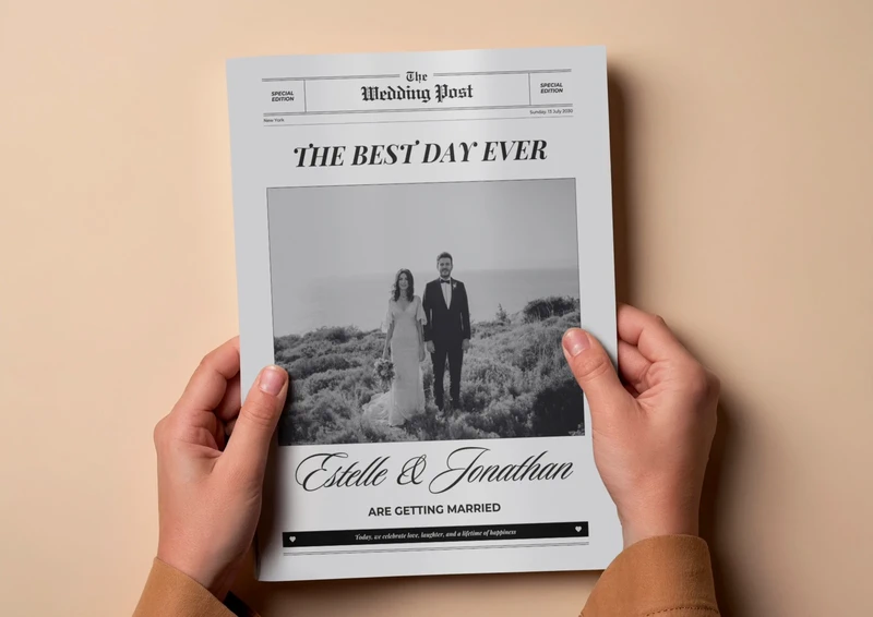 X50 Newspapers - “The Best Day Ever” Wedding Post – Joyful Custom Newspaper Keepsake