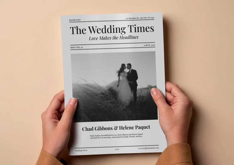 X50 Newspapers - “The Wedding Times” Custom Newspaper – Timeless Keepsake for Your Love Story