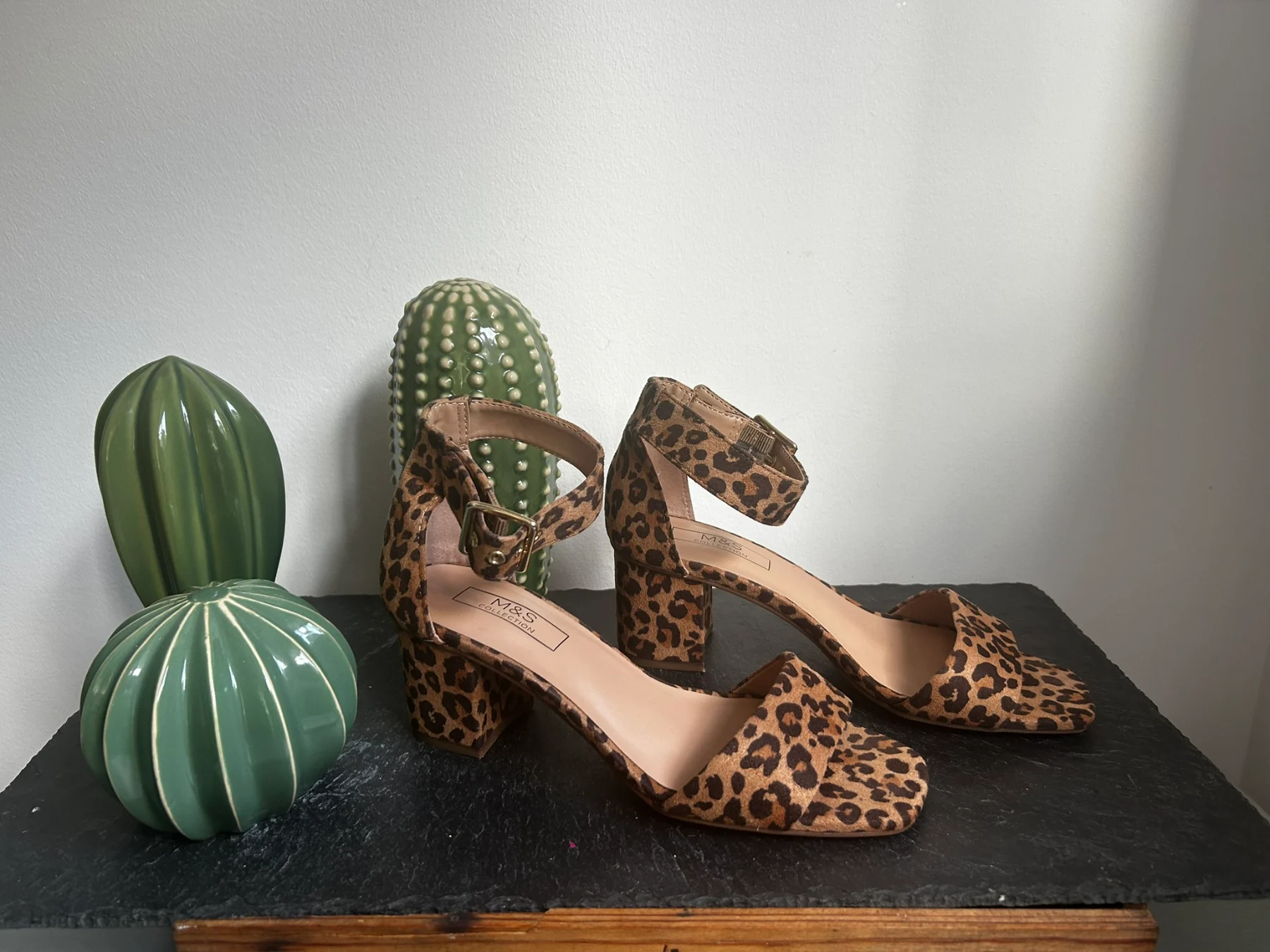 Gorgeous leopard print strappy heels by M&S, size 4