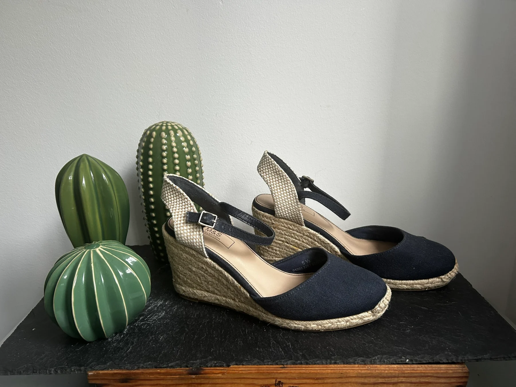 Fabulous navy wedges by M&S, size 5.5