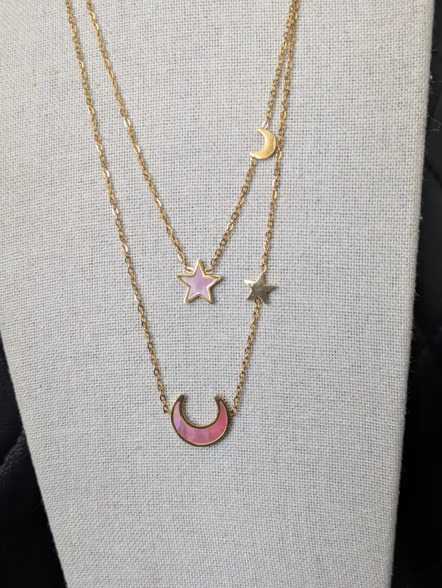 18K Gold Plated Celestial Necklace, Sun Moon Star Necklace, Statement Necklace