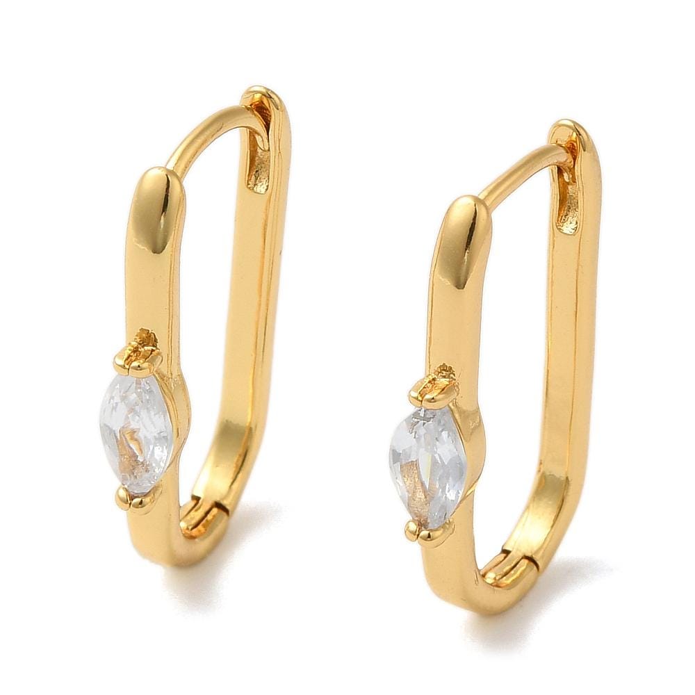 18K Gold Plated CZ Hoops, Gold Hoop Earrings, Crystal Earings, Dainty Jewellery