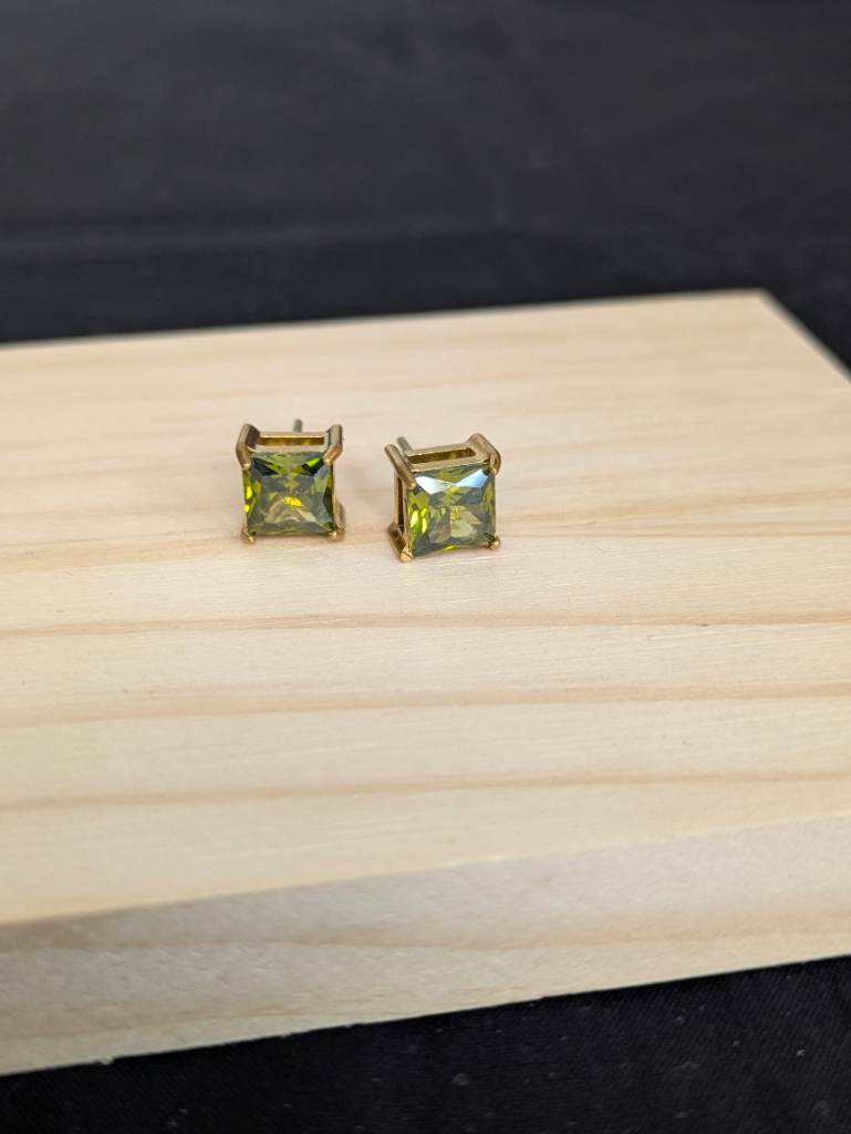 18K Gold Plated Cubic Zirconia Stud Earings, Crystal Stud Earings, Dainty Earings