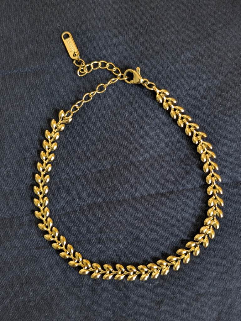 18K Gold Plated Wheat Style Bracelet, Gold Bracelet, Dainty Bracelet, Minimalist Jewellery