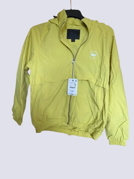 NWT Zara Kids Lightweight Hooded Windbreaker Jacket - Yellow (Size 13-14 / 164cm)